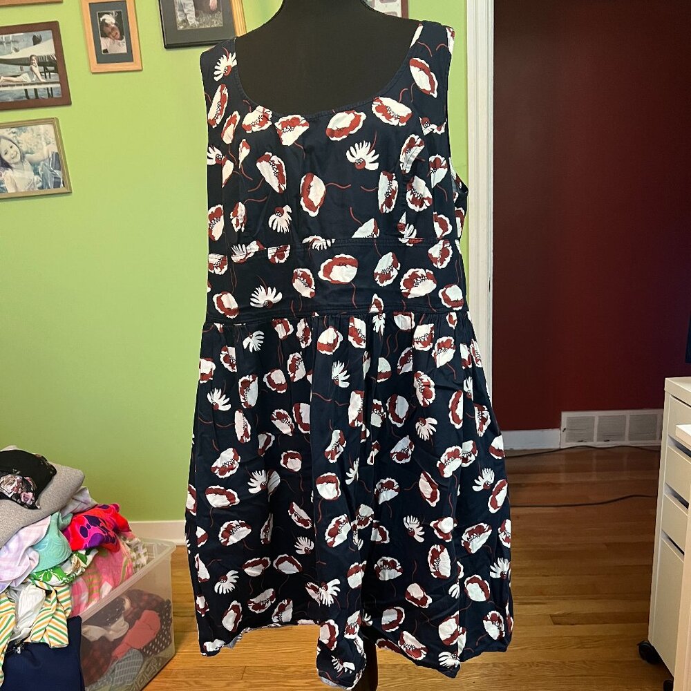eShakti 3X.26 Poppy Print Mini Dress Side Zipper and Pockets